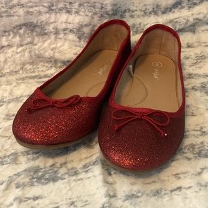 Cat and Jack red sparkle flats great condition size 5